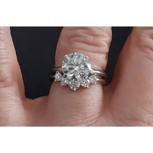 CERTIFIED Five Stone Genuine Moissanite Diamomd Half Eternity Band Ring Sz 8 - Picture 5 of 5